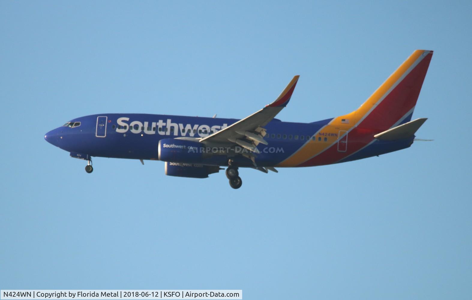 N424WN, 2002 Boeing 737-7H4 C/N 29828, SFO 2018