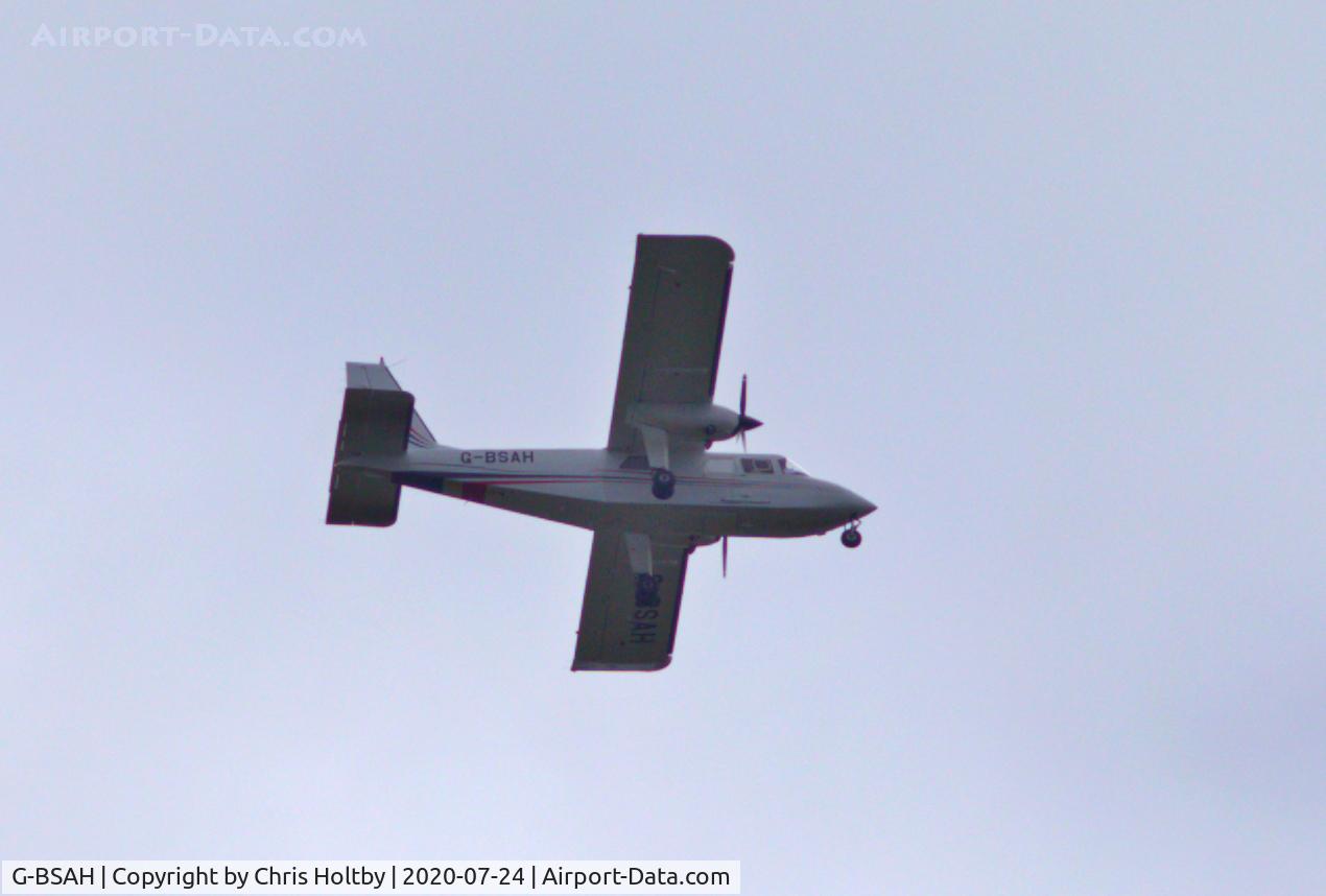 G-BSAH, 1990 Pilatus Britten-Norman BN-2T Islander CC2 C/N 2235, Islander (ex-ZH536) past Potters Bar, Herts