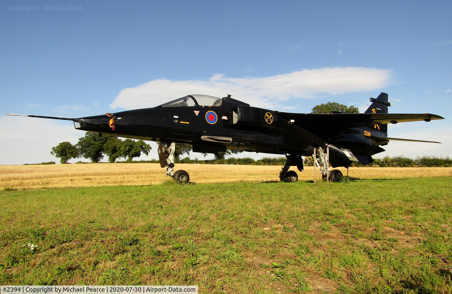 XZ394, 1977 Sepecat Jaguar GR.1A C/N S.159, Parked in a field in Tattersett, near RAF Sculthorpe. Owned by a local farmer, this Jag served at RAF Coltishall until April 2006, before being used as a gate guardian at Shoreham.
