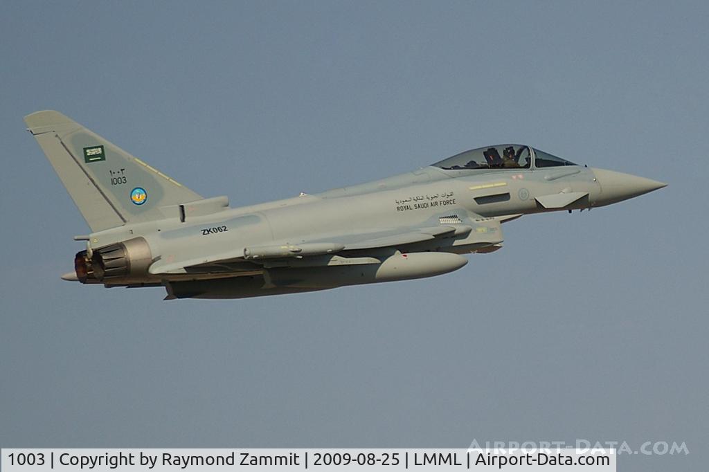 1003, Eurofighter Typhoon S C/N BS044, Eurofighter TyphoonS 1003 Royal Saudi Air Force on delivery flight. Note that the aircraft also carried ZK062 registration.