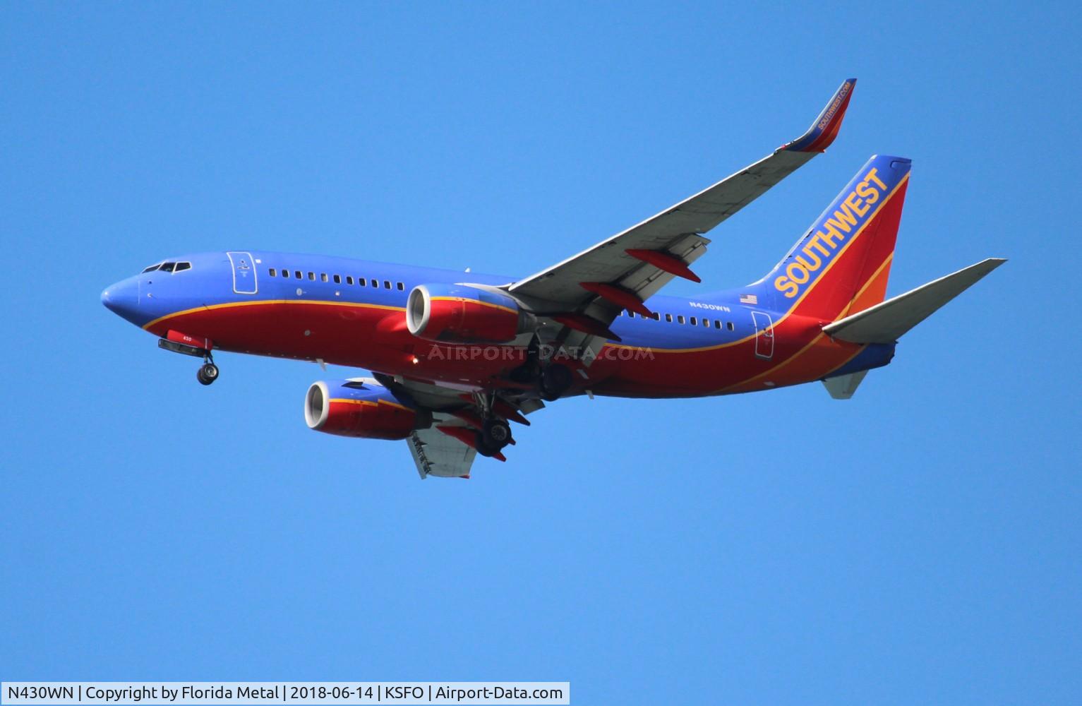 N430WN, 2002 Boeing 737-7H4 C/N 33659, SFO 2018