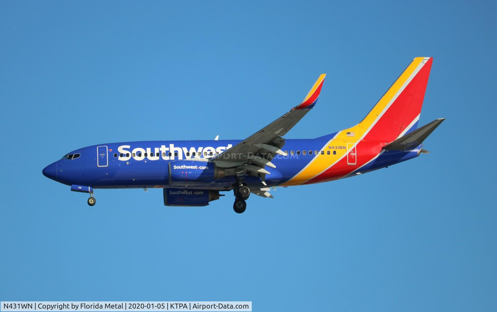 N431WN, 2002 Boeing 737-7H4 C/N 29845, TPA 2020