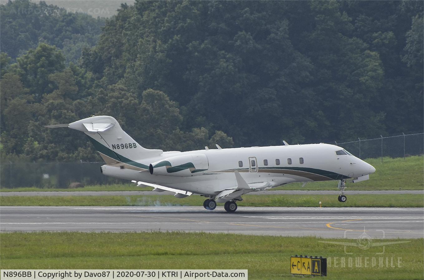 N896BB, 2007 Bombardier Challenger 300 (BD-100-1A10) C/N 20177, Landing at Tri-Cities Airport (KTRI) 30Jul20