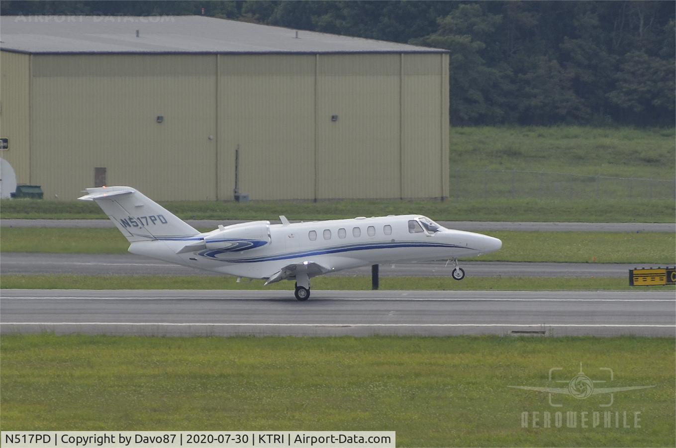 N517PD, 2013 Cessna 525A C/N 525A0517, Landing at Tri-Cities Airport (KTRI) 30Jul20