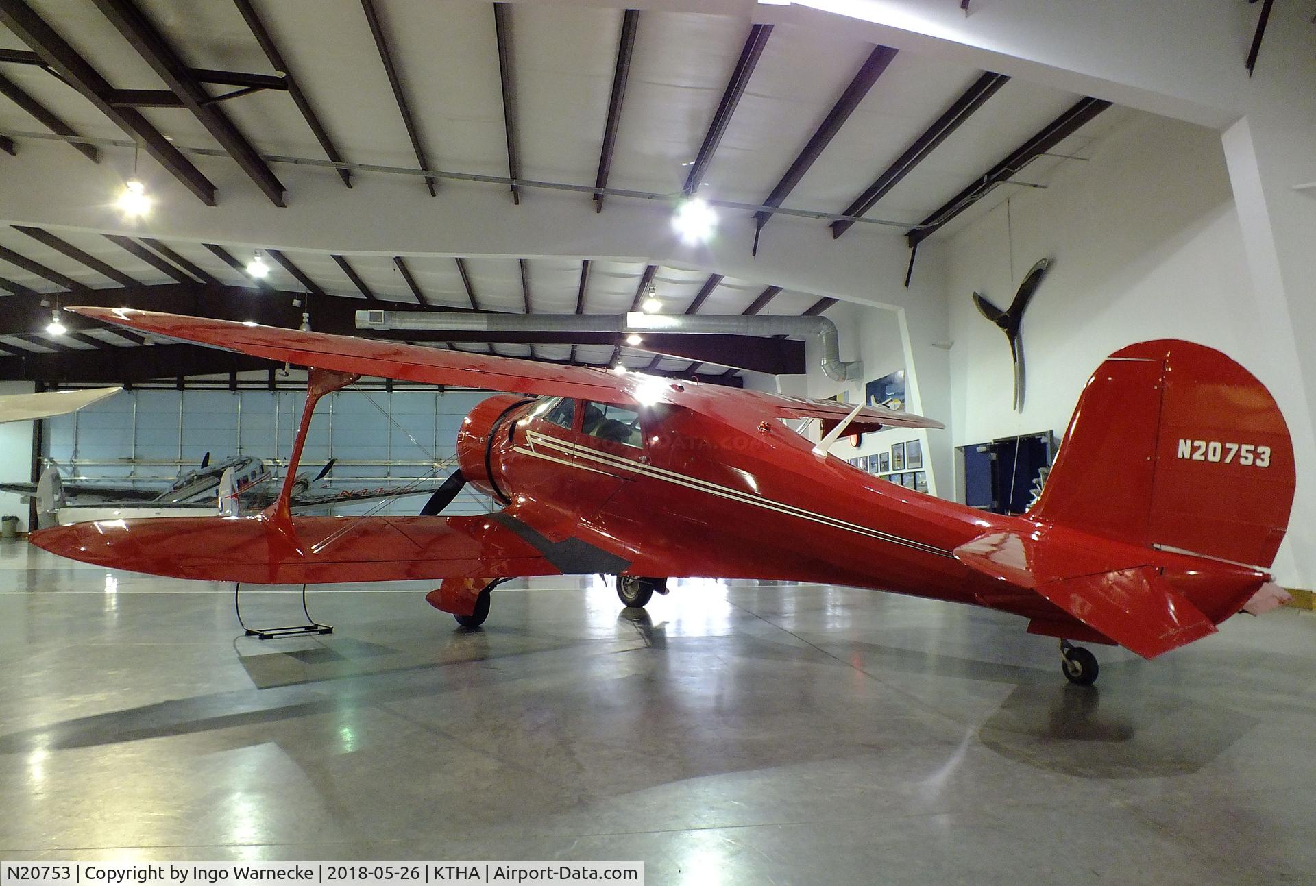 N20753, 1940 Beech D17S Staggerwing C/N 395, Beechcraft D17S Staggerwing at the Beechcraft Heritage Museum, Tullahoma TN