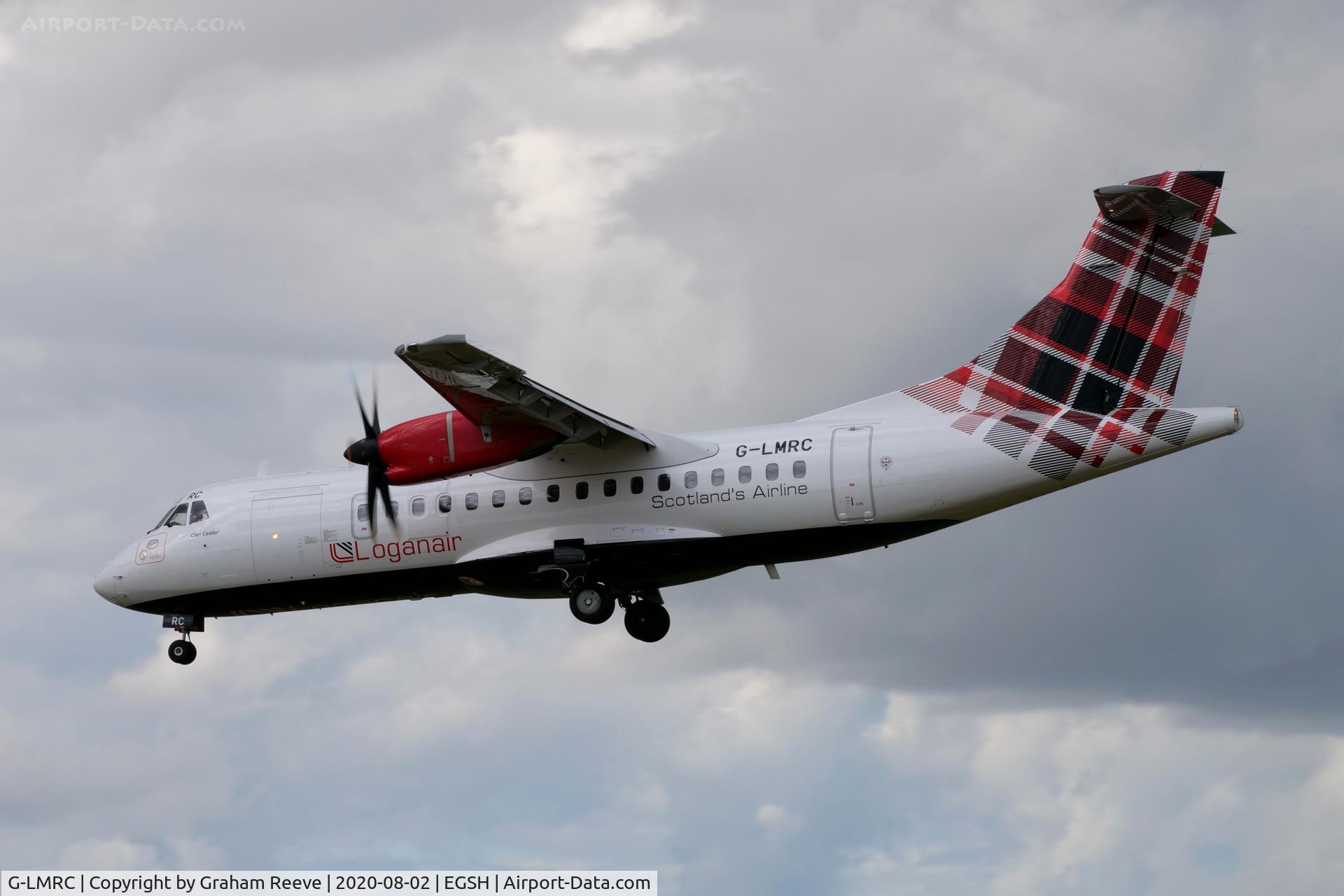G-LMRC, 1996 ATR 42-500 C/N 480, Landing at Norwich.
