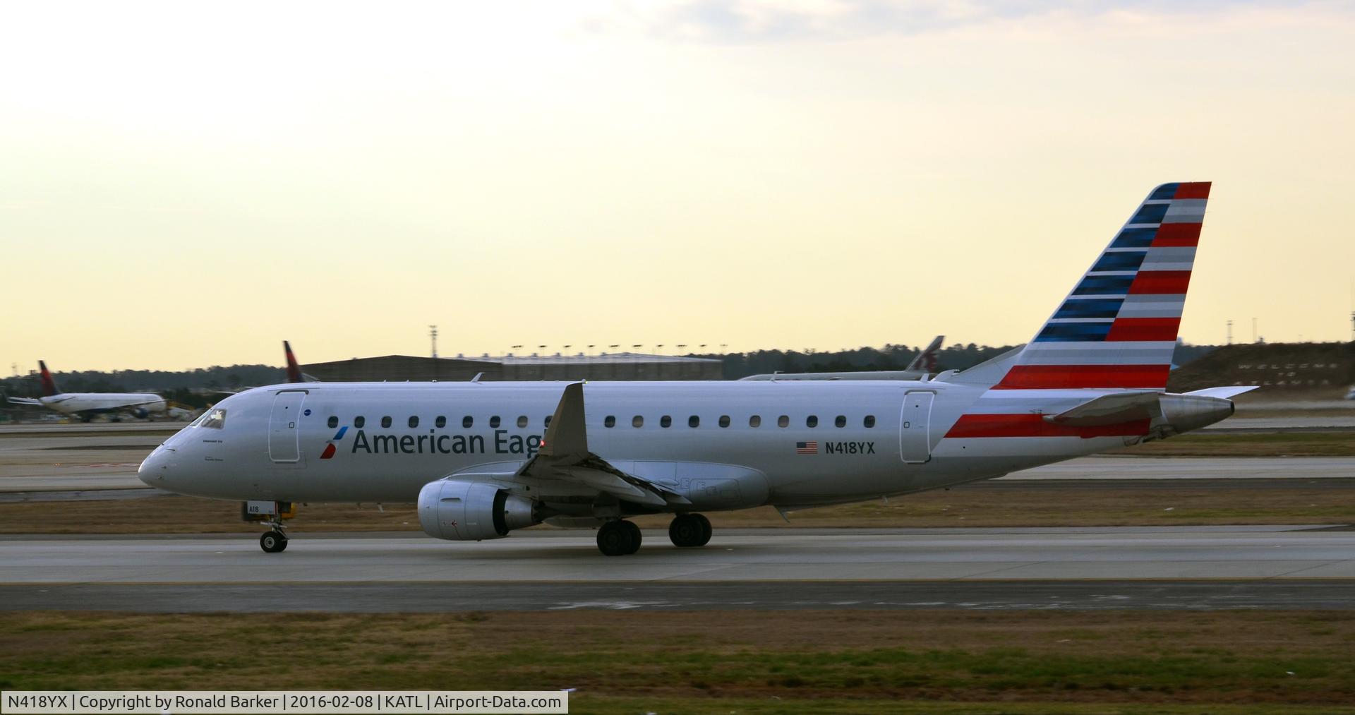 N418YX, 2013 Embraer 175LR (ERJ-170-200LR) C/N 17000383, Taxi Atlanta