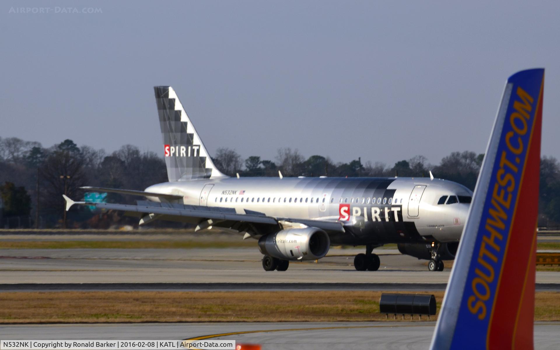 N532NK, 2007 Airbus A319-132 C/N 3165, Taxi to gate Atlanta