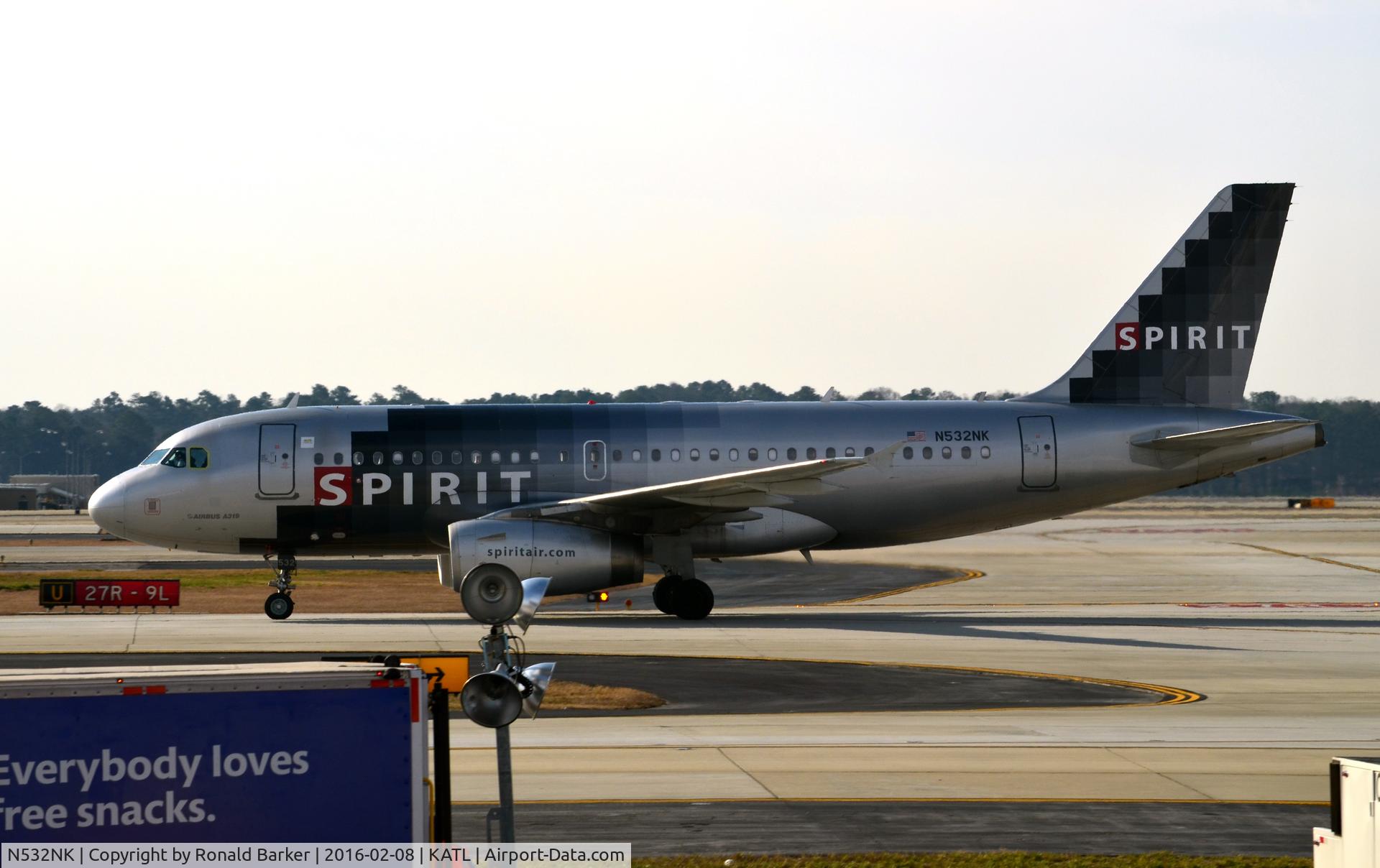 N532NK, 2007 Airbus A319-132 C/N 3165, Taxi Atlanta