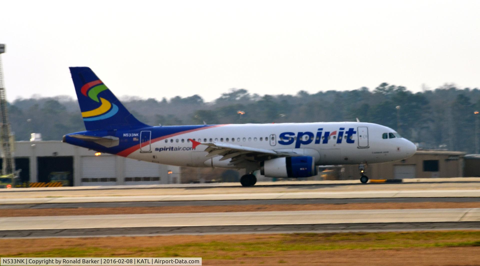 N533NK, 2008 Airbus A319-132 C/N 3393, Landing Atlanta
