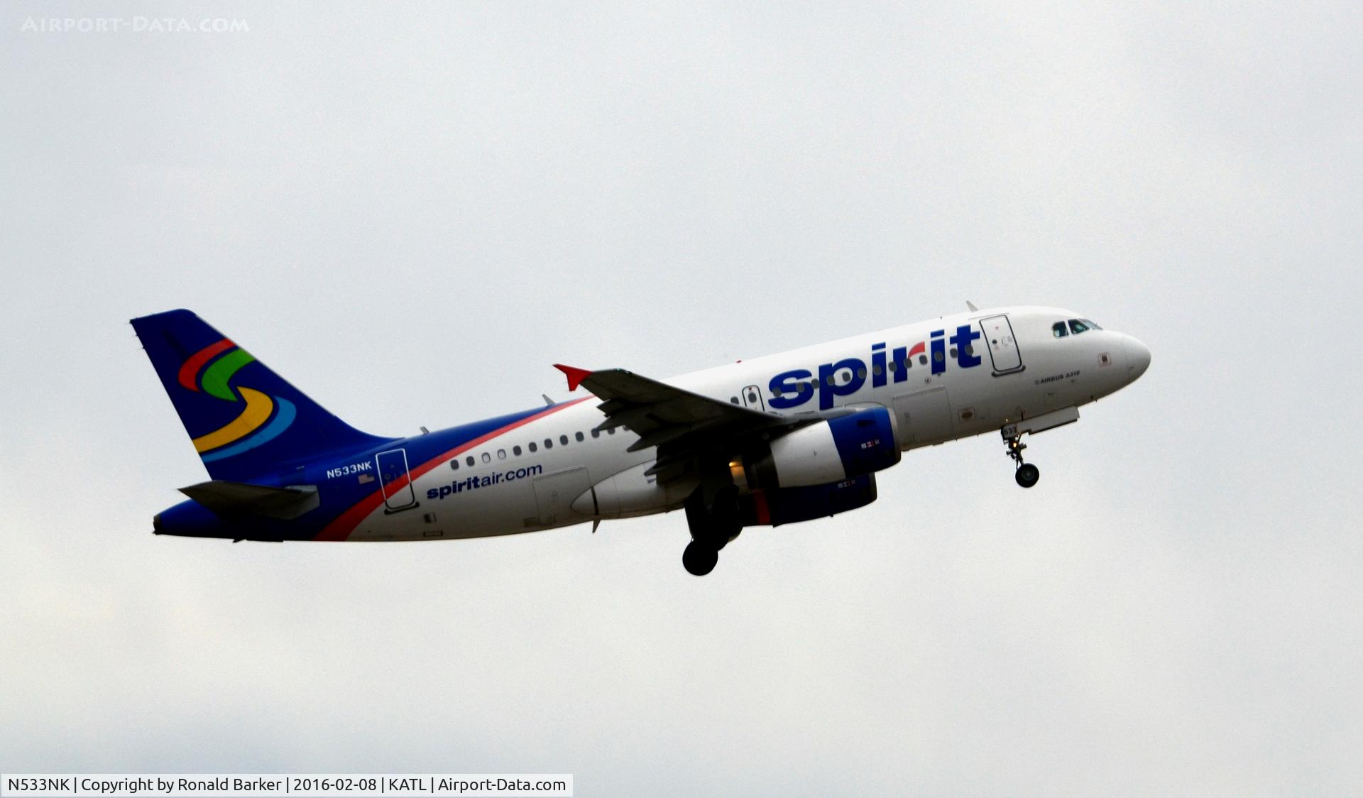 N533NK, 2008 Airbus A319-132 C/N 3393, Takeoff Atlanta