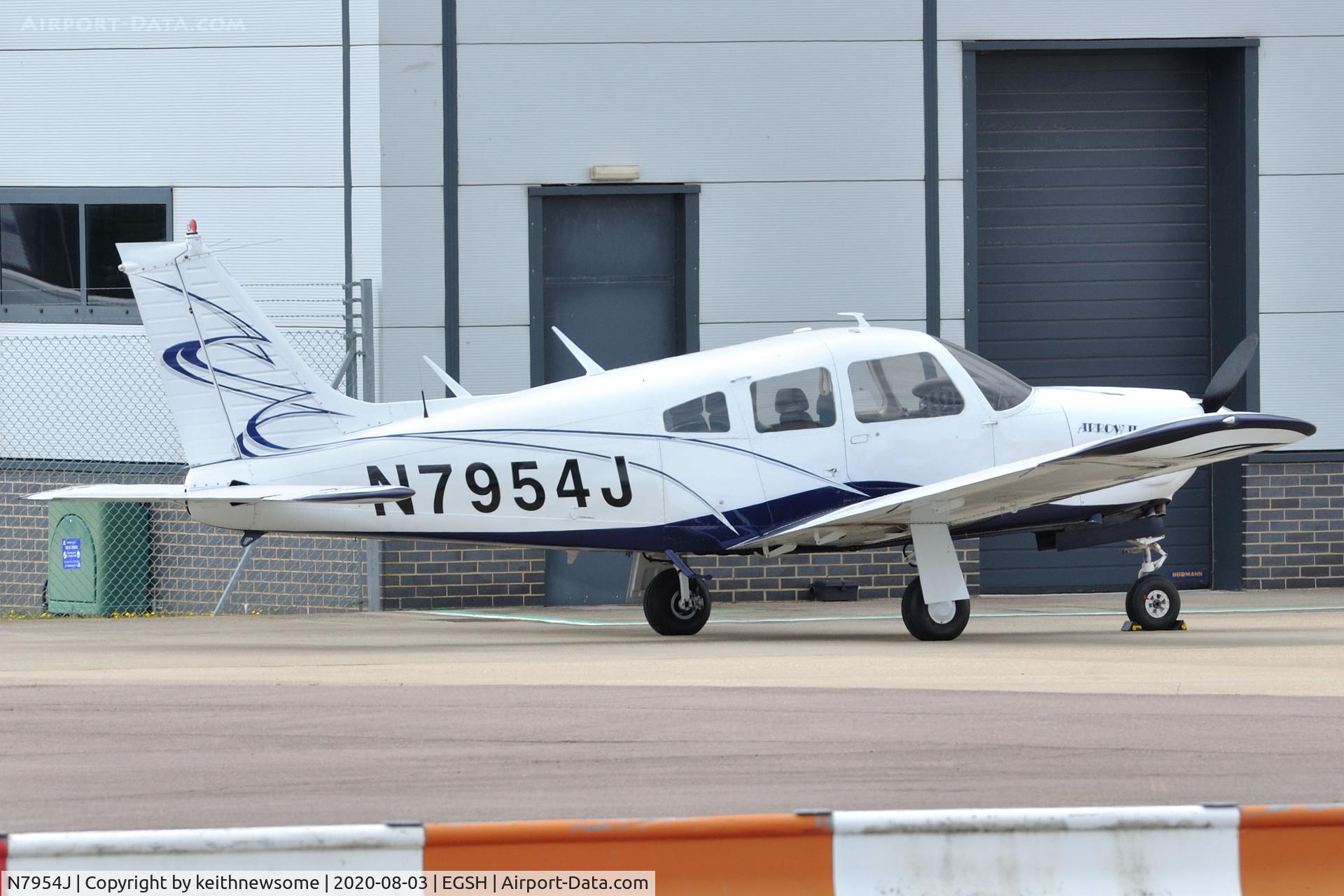 N7954J, Piper PA-28R-200 Cherokee Arrow C/N 28R-7635125, Parked at Norwich.
