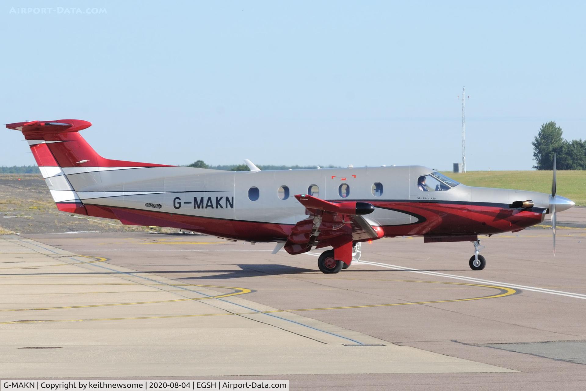 G-MAKN, 2017 Pilatus PC-12/47E C/N 1744, Leaving Norwich.