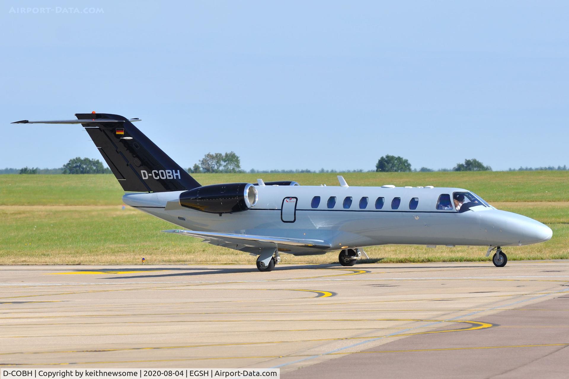D-COBH, 2007 Cessna 525B Citation CJ3 C/N 525B0161, Leaving Norwich for St Moritz.