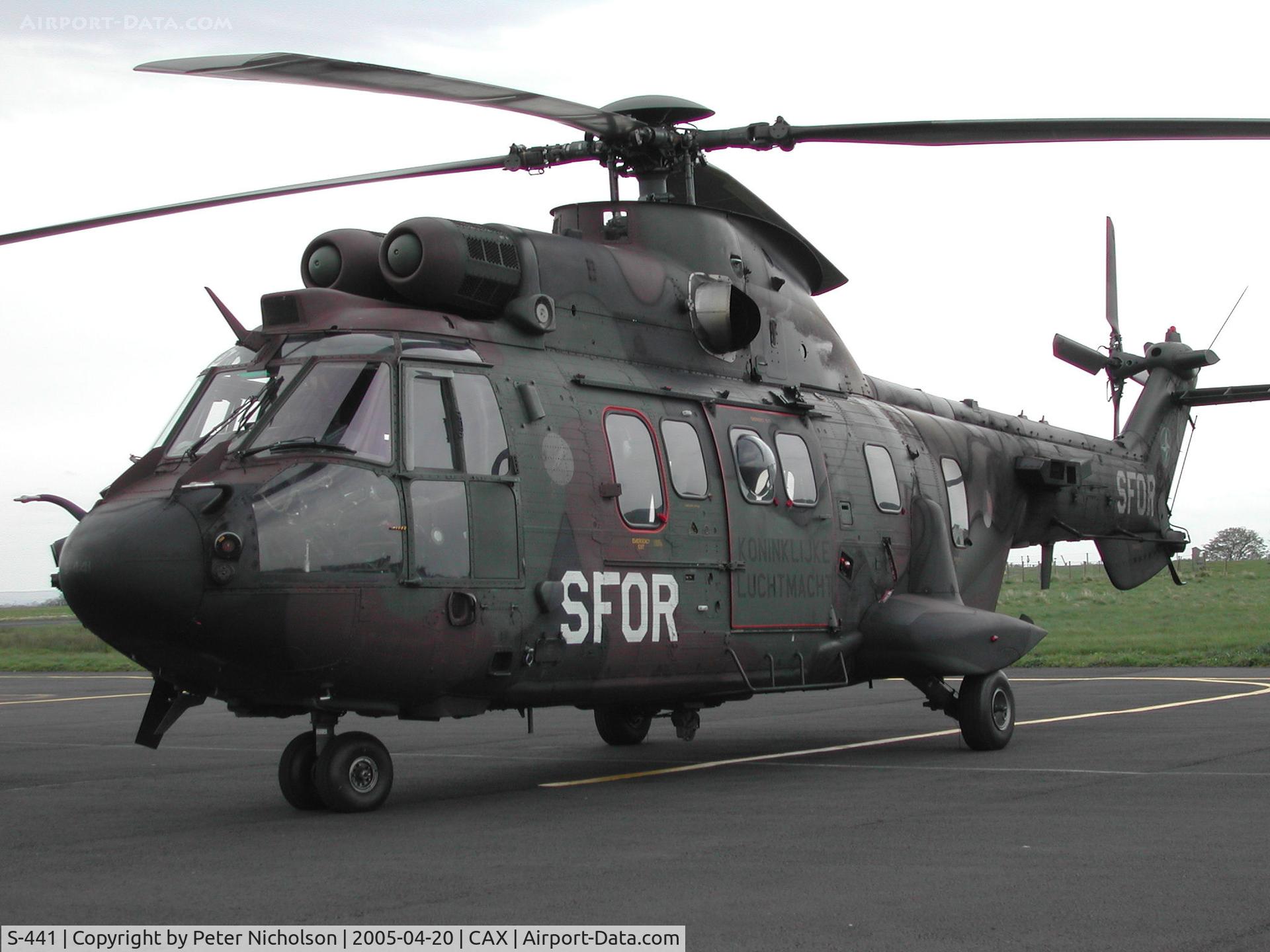 S-441, Eurocopter AS-532U2 Cougar C/N 2441, This Royal Netherlands Air Force AS.532U-2 Cougar, callsign Wildcat 1, of 300 Squadron was seen at Carlisle in the Spring of 2005