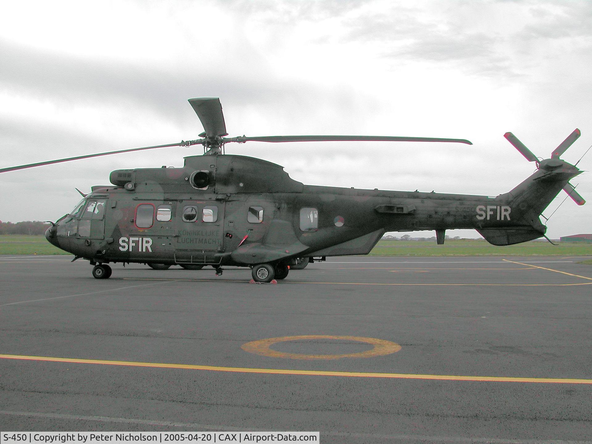 S-450, Eurocopter AS-532U2 Cougar C/N 2450, This Royal Netherlands Air Force AS-532U2 Cougar, callsign Wildcat 2, of 300 Squadron was seen at Carlisle in the Spring of 2005.