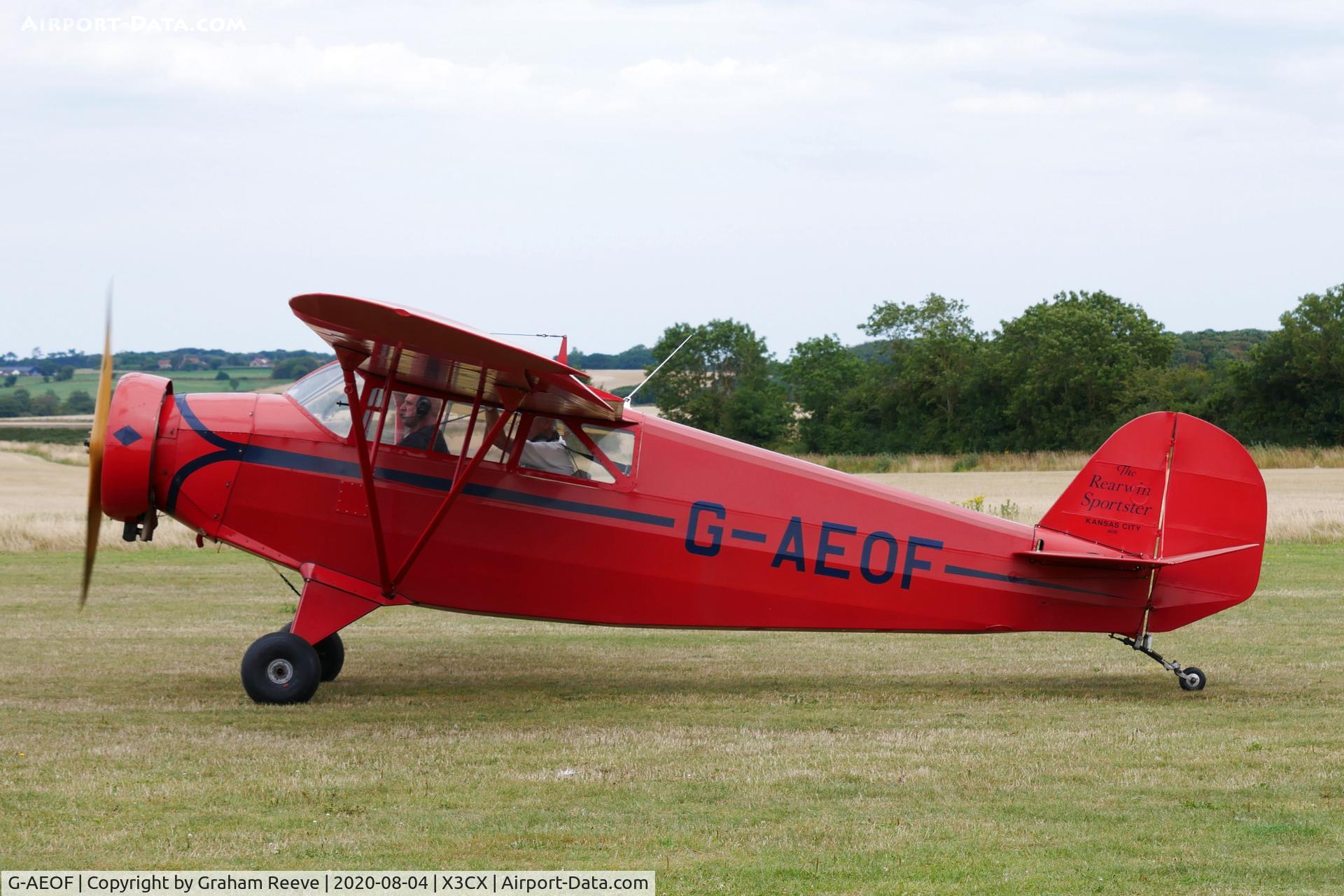 G-AEOF, 1936 Rearwin 8500 Sportster C/N 462, Departing from Northrepps.