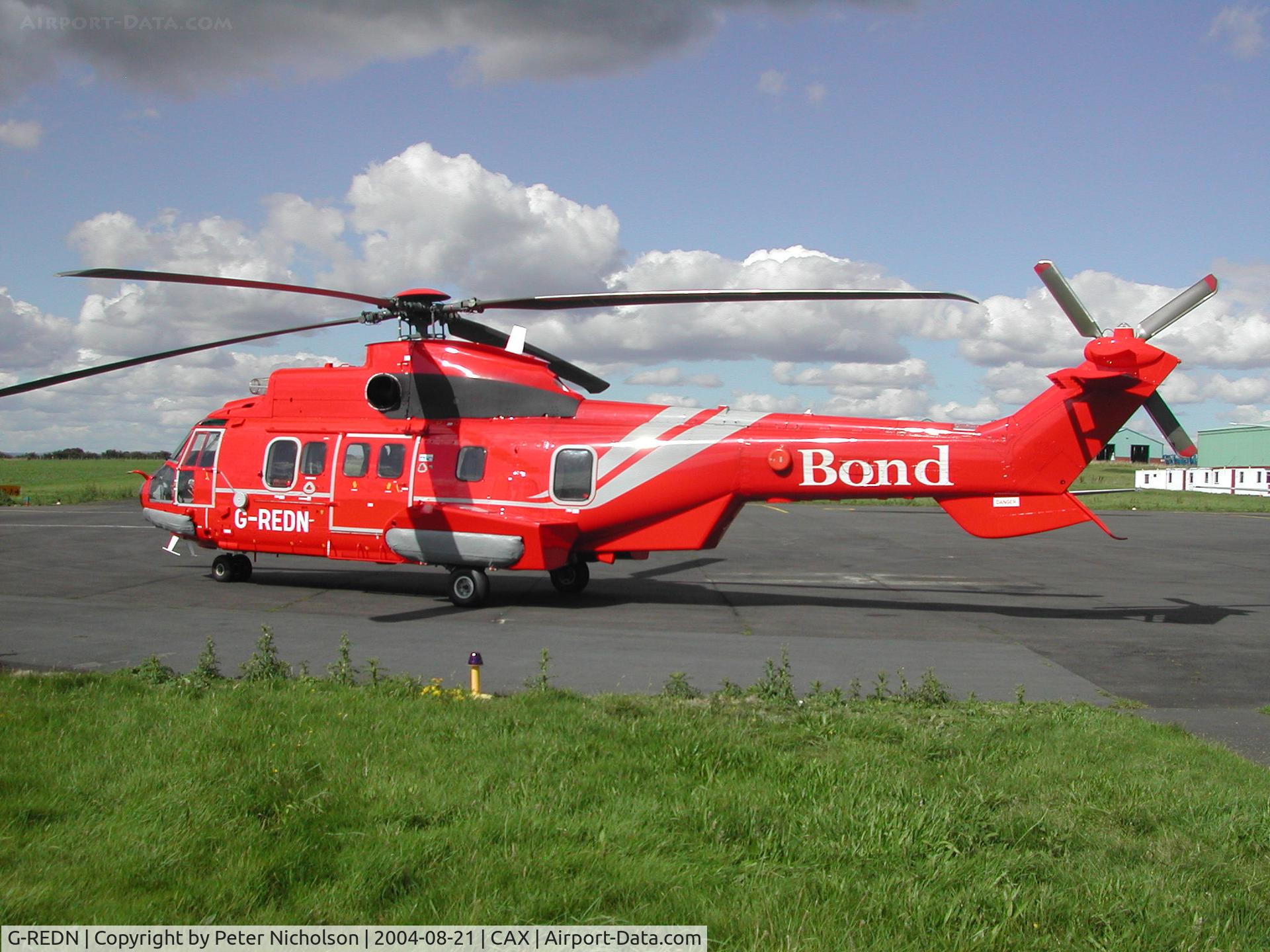 G-REDN, 2004 Eurocopter AS-332L-2 Super Puma C/N 2616, This AS-332L2 Super Puma of Bond Helicopters staged through Carlisle on delivery flight to Aberdeen in August 2004.