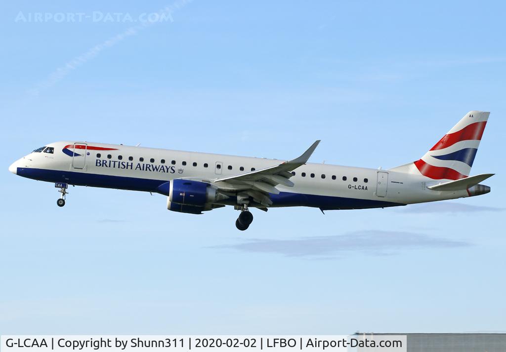 G-LCAA, 2011 Embraer 190LR (ERJ-190-100LR) C/N 19000456, Landing rwy 14L