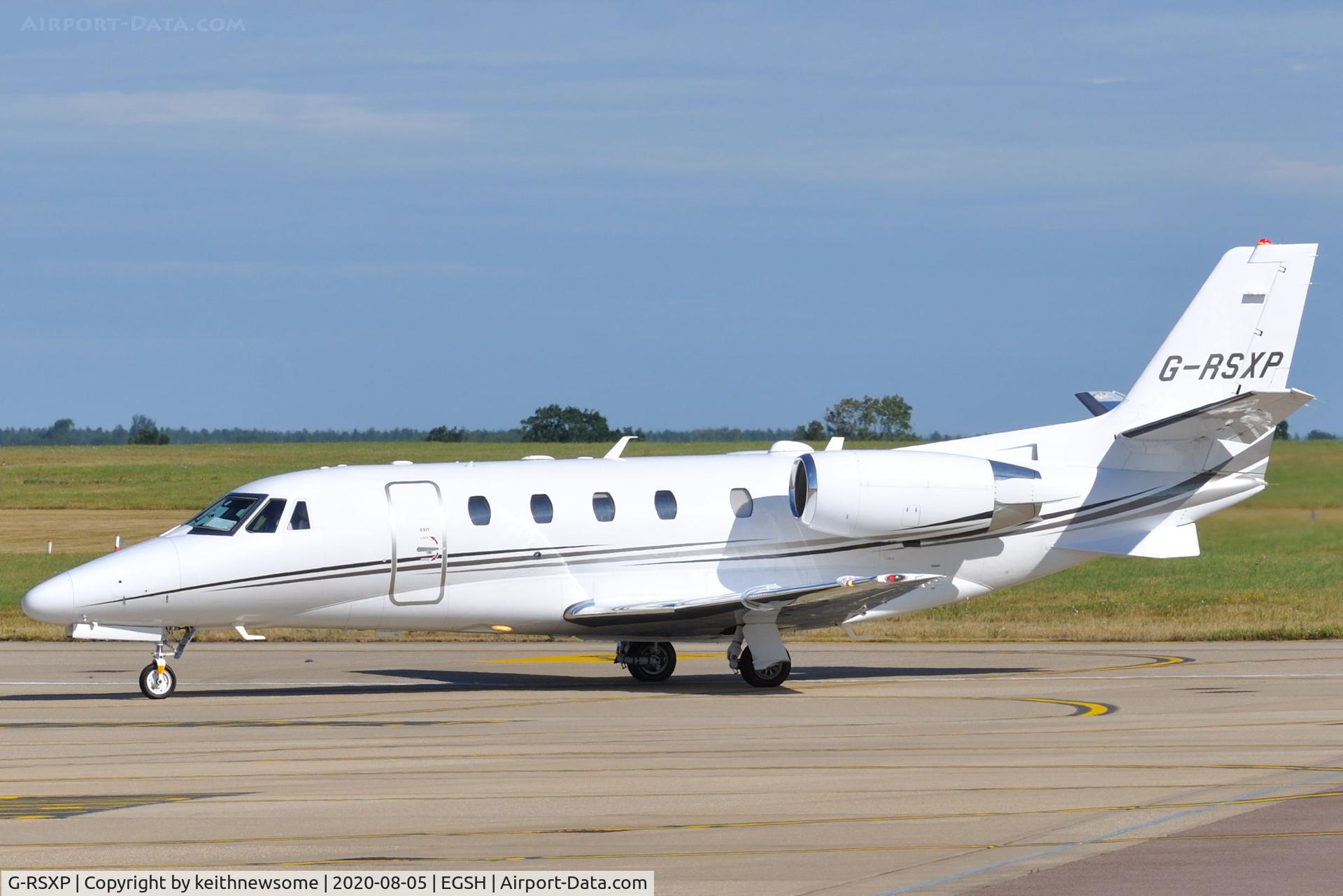 G-RSXP, 2015 Cessna 560XL Citation XLS C/N 560-6198, Arriving at Norwich from Biggin Hill.
