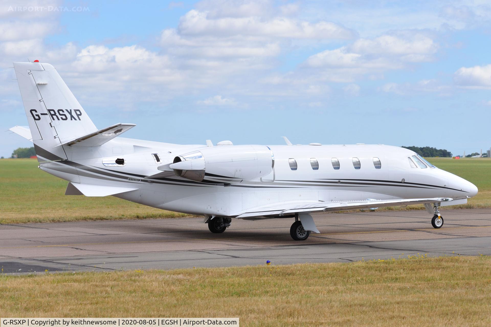 G-RSXP, 2015 Cessna 560XL Citation XLS C/N 560-6198, Leaving Norwich for Inverness.