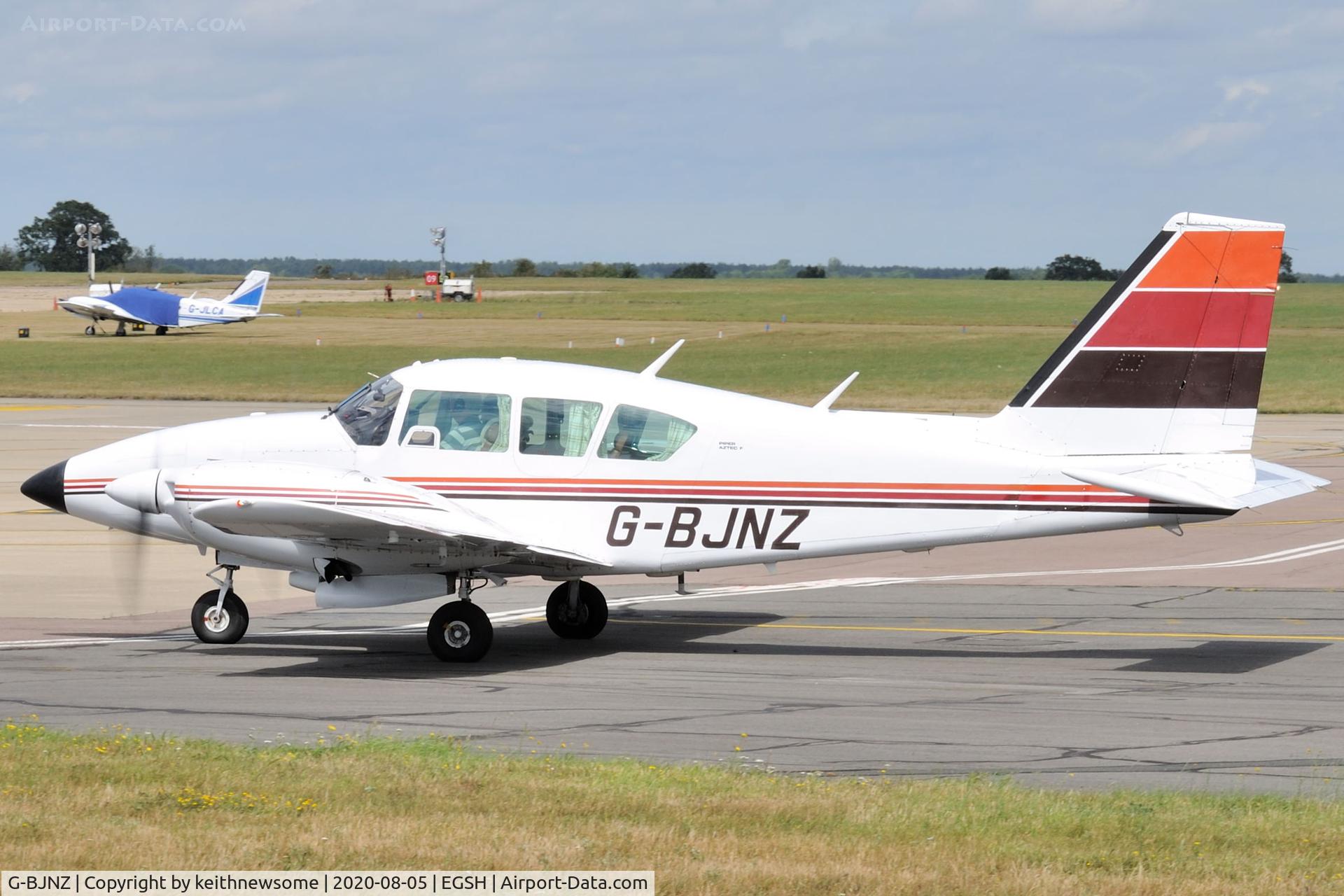 G-BJNZ, 1979 Piper PA-23-250 Aztec C/N 27-7954099, Arriving at Norwich.
