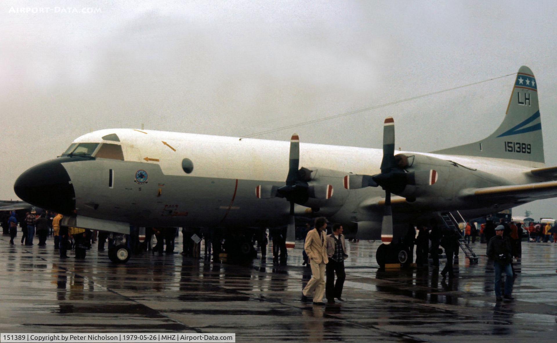151389, Lockheed P-3A Orion C/N 185-5102, P-3A Orion of Patrol Squadron VP-93 based at Naval Air Facility Detroit on display at the 1979 RAF Mildenhall Air Fete.