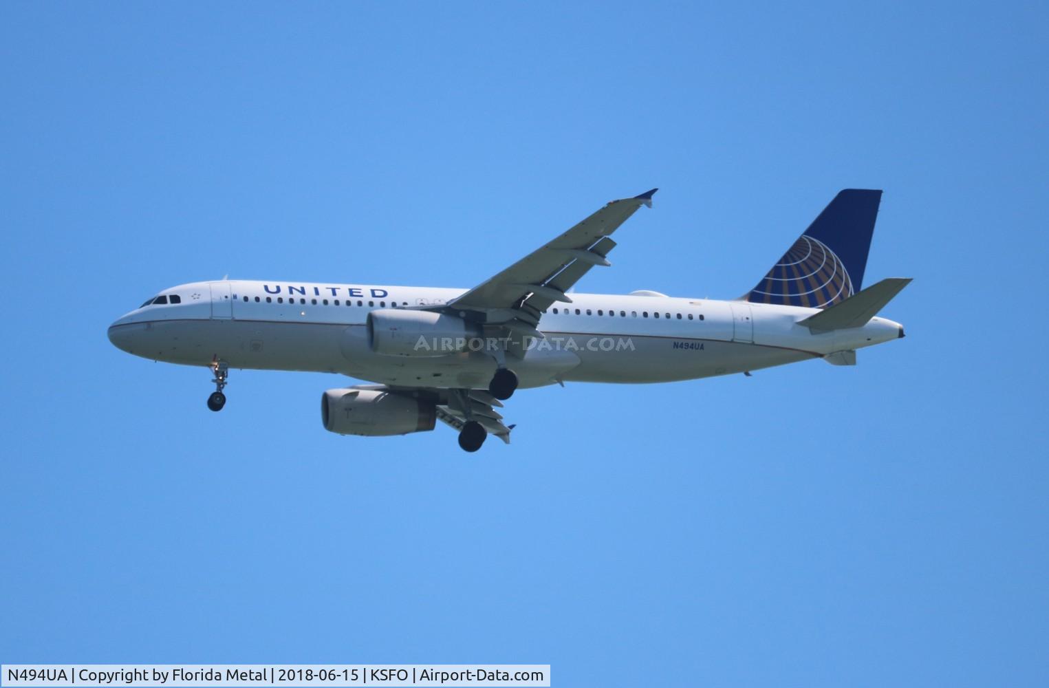 N494UA, 2002 Airbus A320-232 C/N 1840, SFO 2018