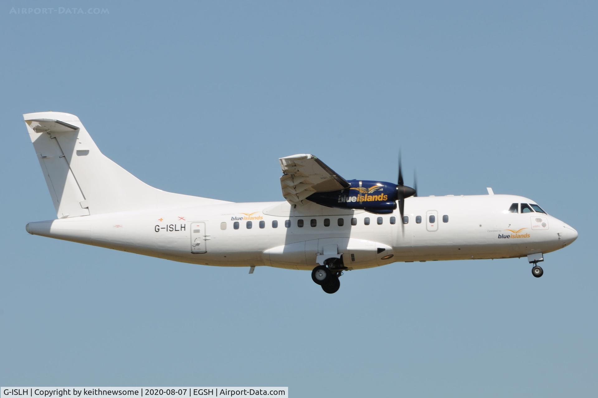 G-ISLH, 1990 ATR 42-320 C/N 173, Arriving at Norwich from Jersey for paintwork.