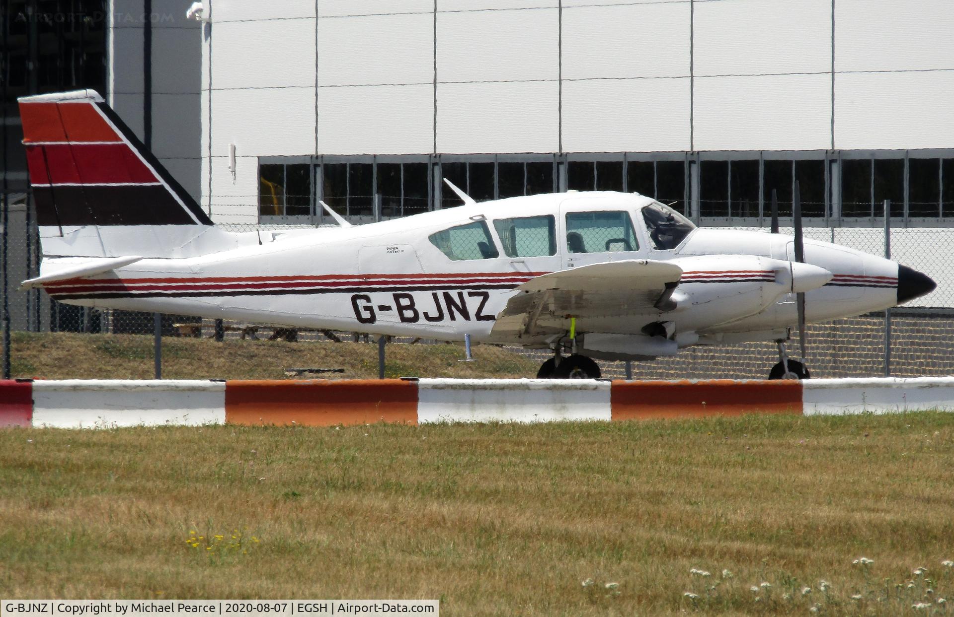 G-BJNZ, 1979 Piper PA-23-250 Aztec C/N 27-7954099, Parked at SaxonAir on a visit from Wellesbourne Mountford (EGBW).