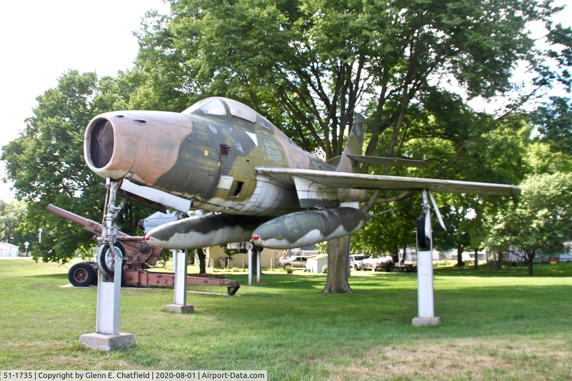 51-1735, 1951 Republic F-84F Thunderstreak C/N Not found 51-1735, At Correctionville, IA Veteran's Memorial Park