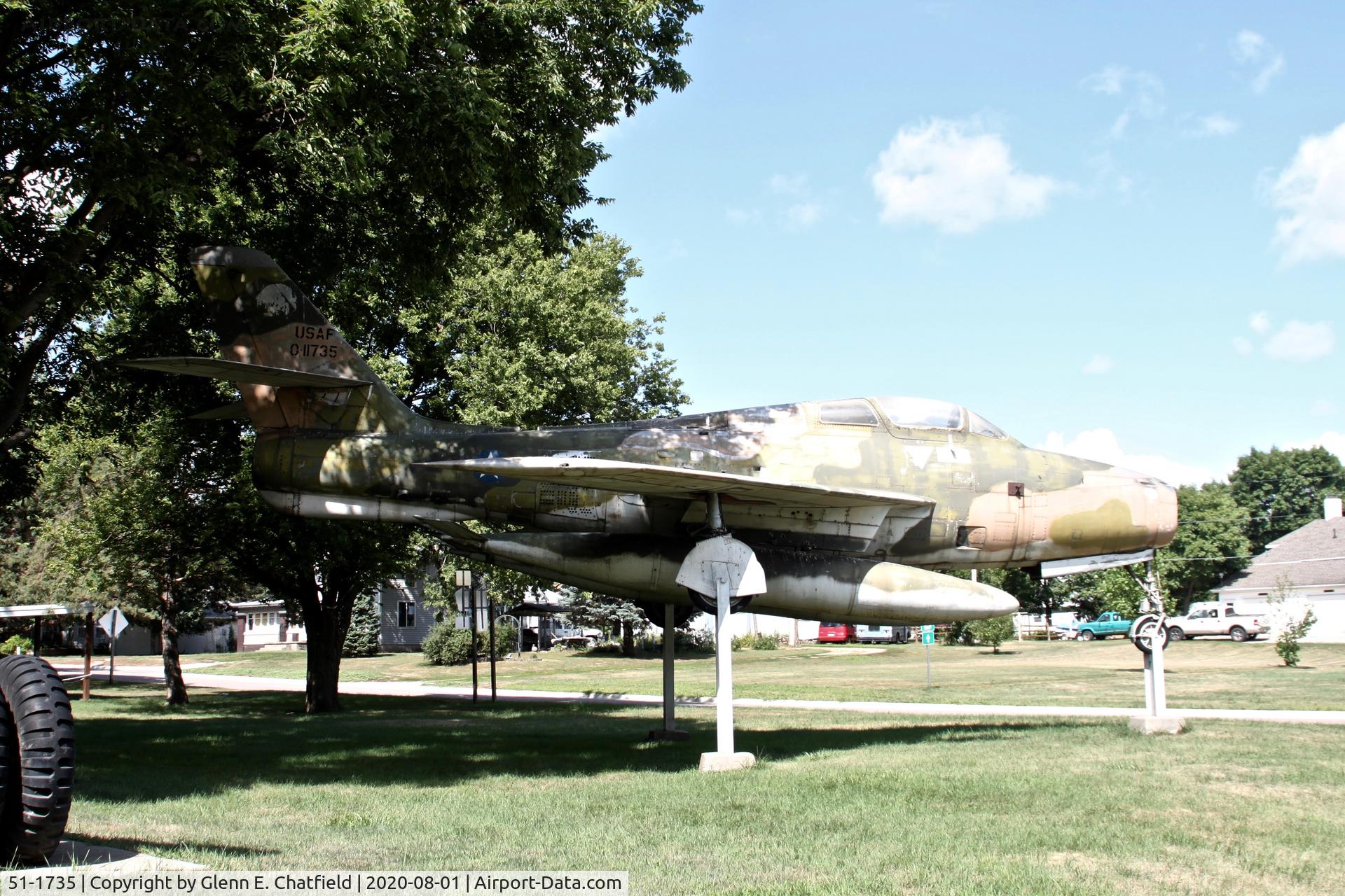 51-1735, 1951 Republic F-84F Thunderstreak C/N Not found 51-1735, At Correctionville, IA Veteran's Memorial Park