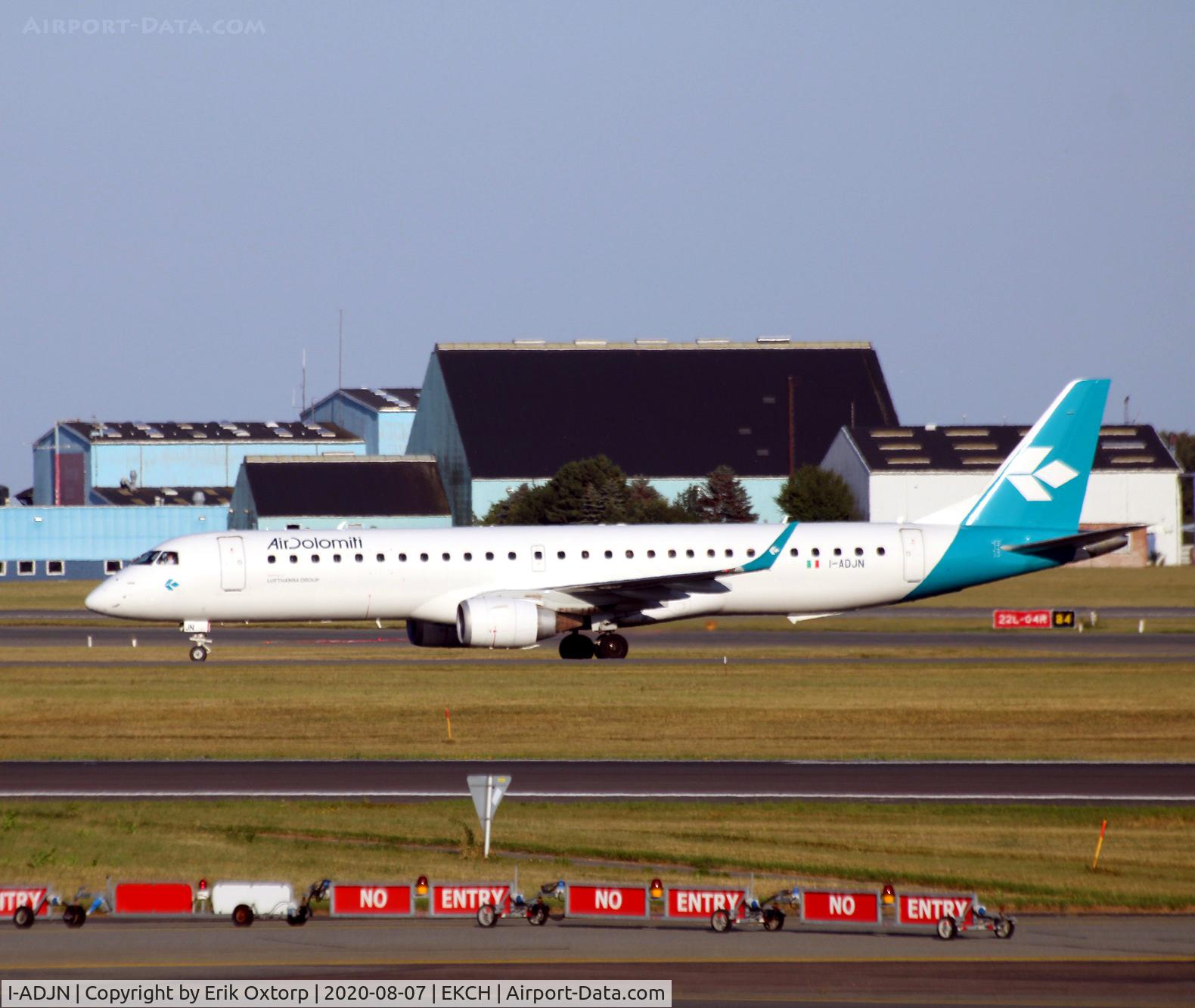 I-ADJN, 2009 Embraer 195LR (ERJ-190-200LR) C/N 19000270, I-ADJN landed rw 22L