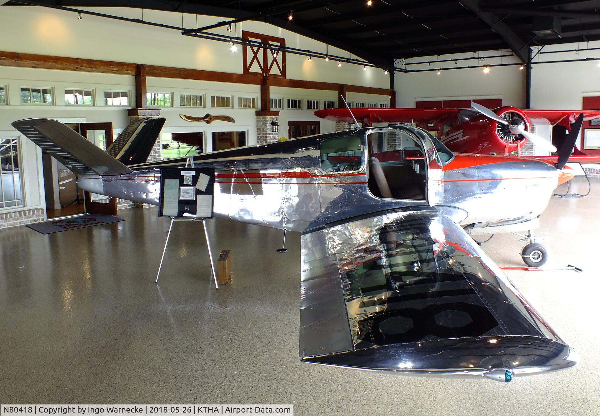 N80418, 1947 Beech 35 Bonanza C/N D-18, Beechcraft 35 Bonanza at the Beechcraft Heritage Museum, Tullahoma TN