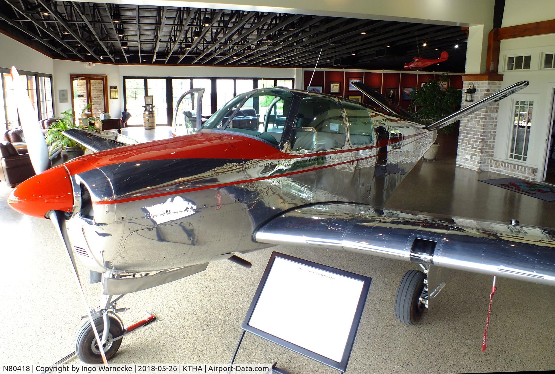N80418, 1947 Beech 35 Bonanza C/N D-18, Beechcraft 35 Bonanza at the Beechcraft Heritage Museum, Tullahoma TN