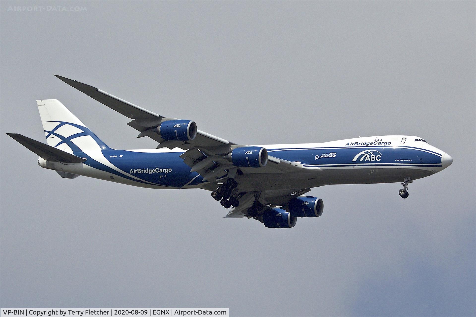 VP-BIN, 2015 Boeing 747-83QF C/N 60119, Arriving at East Midlands from Krasnoyarsk, Siberia as ABW9445
