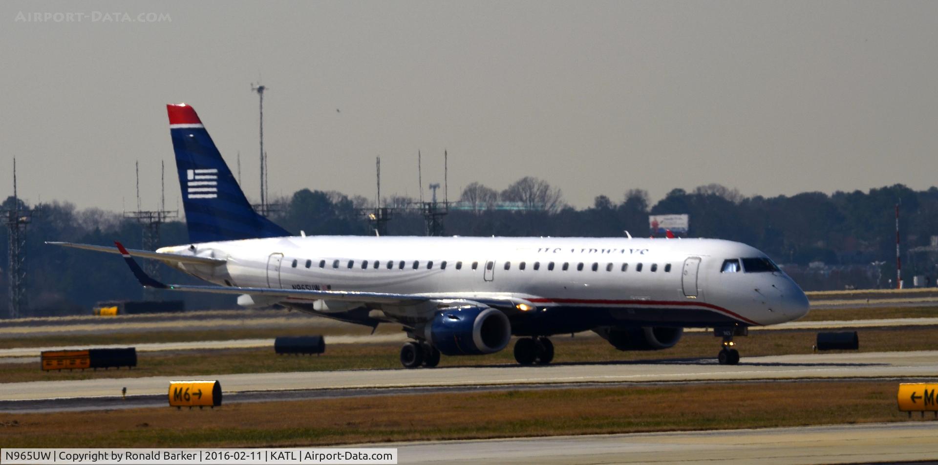 N965UW, 2008 Embraer 190AR (ERJ-190-100IGW) C/N 19000198, Taxi Atlanta