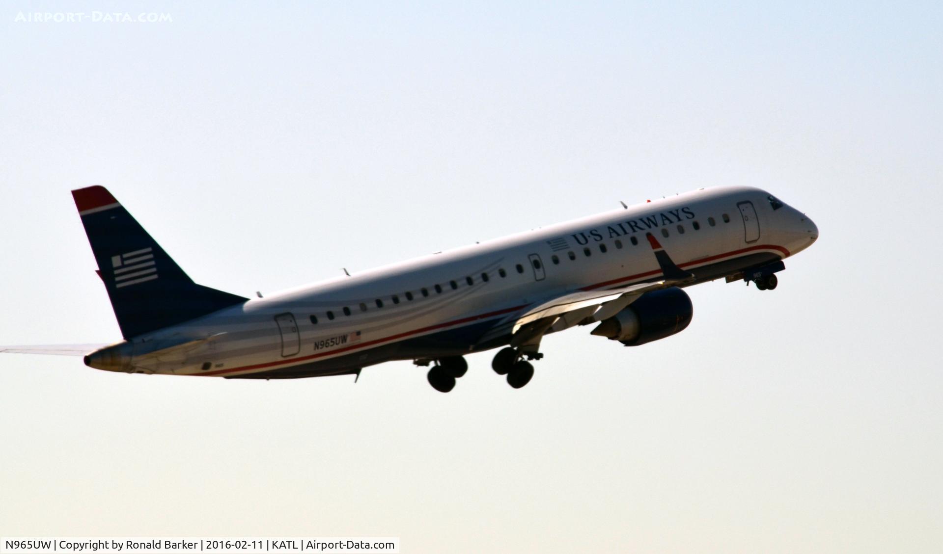 N965UW, 2008 Embraer 190AR (ERJ-190-100IGW) C/N 19000198, Takeoff Atlanta