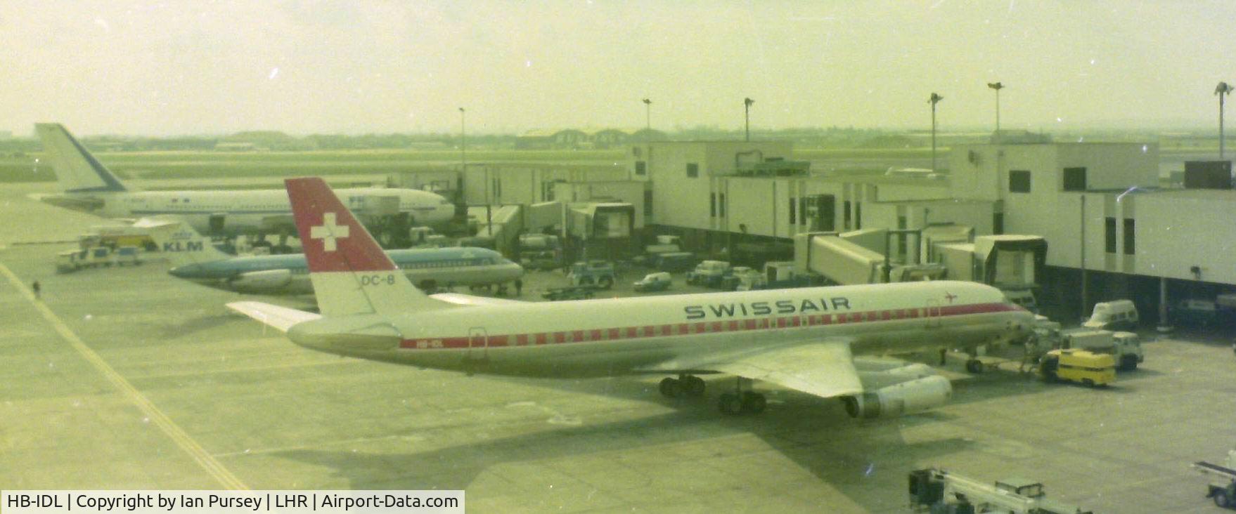 HB-IDL, 1970 Douglas DC-8-62 C/N 46134/513, Photo at LHR 1977