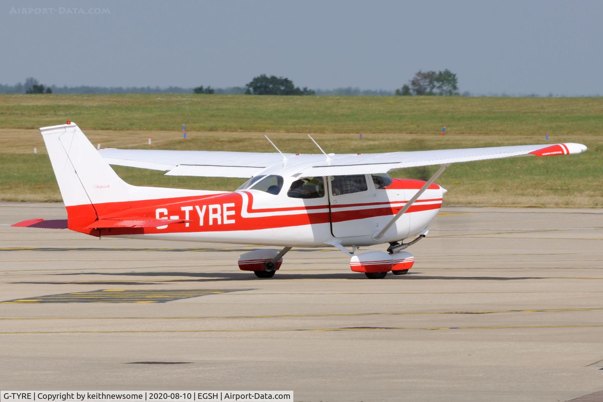 G-TYRE, 1974 Reims Cessna F172M Skyhawk C/N 1222, Leaving Norwich.