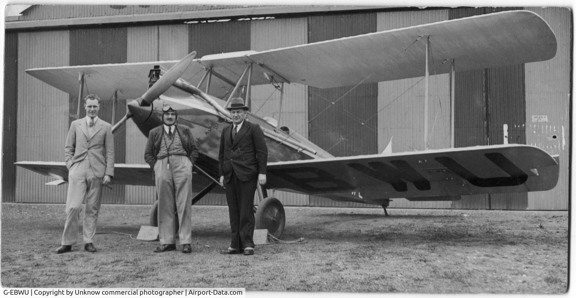 G-EBWU, Avro 594 AVIAN MK3 C/N R3/CN/117, This photograph is owned by my family of Avro Avian G-EBWU the owner was my Grandfather F.W. Humphrey he is in the centre of the picture. Taken at Gravesend, London East Airport in 1933 shortly after he purchased the aircraft, second hand.