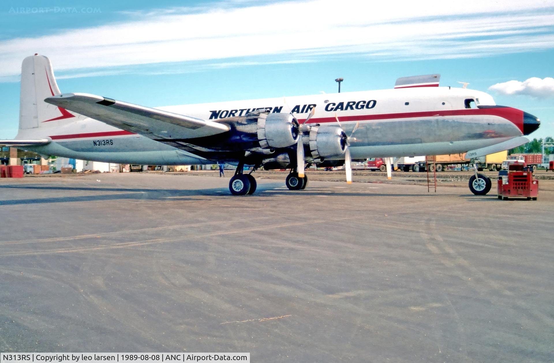 N313RS, 1955 Douglas C-118A Liftmaster (DC-6A) C/N 44663/630, Anchorage 8.8.1989