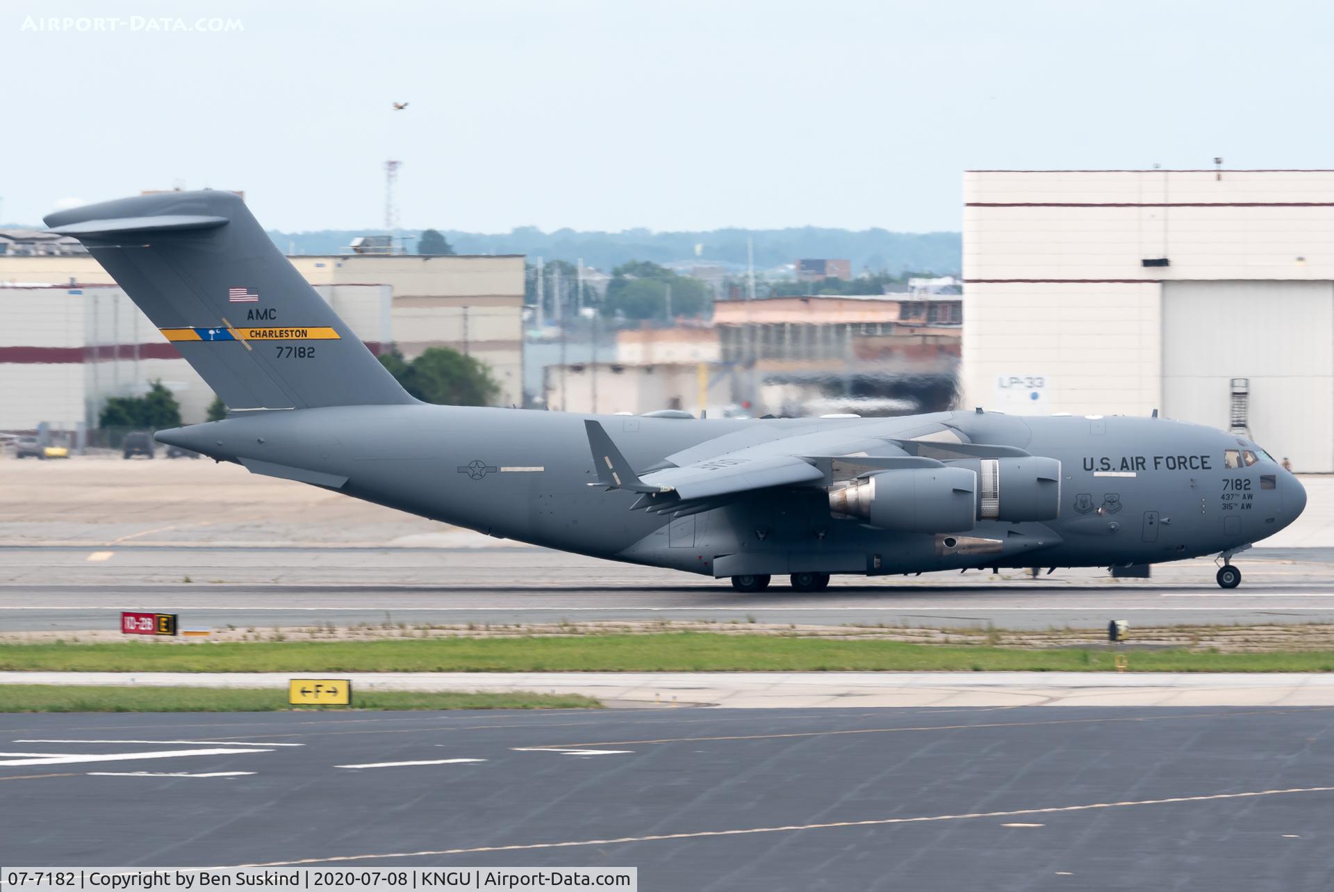 07-7182, 2007 Boeing C-17A Globemaster III C/N P-182, RCH landing at NS Norfolk.