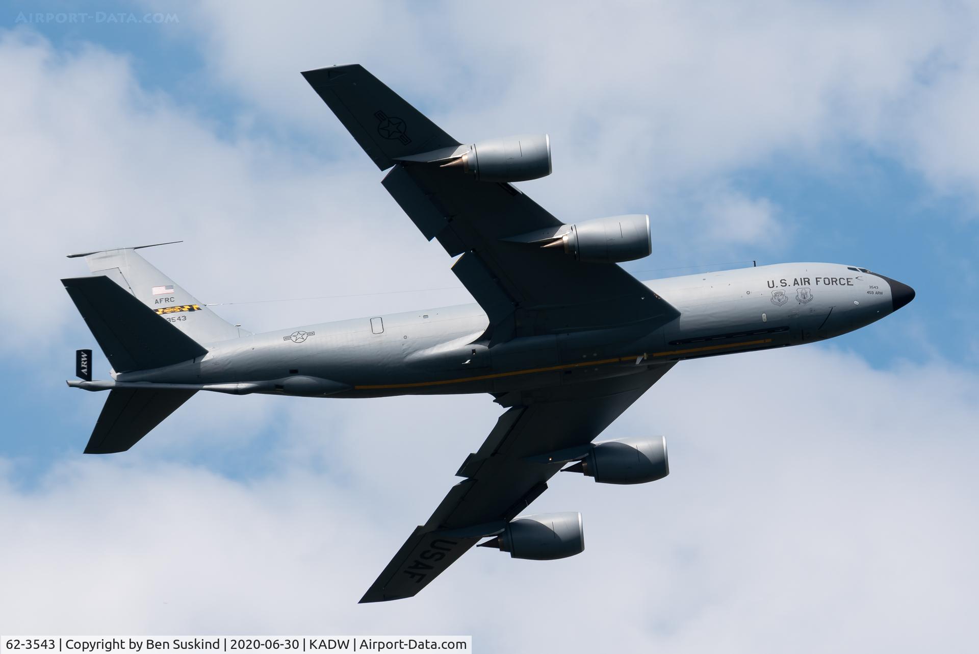 62-3543, 1962 Boeing KC-135R Stratotanker C/N 18526, DECEE taking off from Andrews AFB.