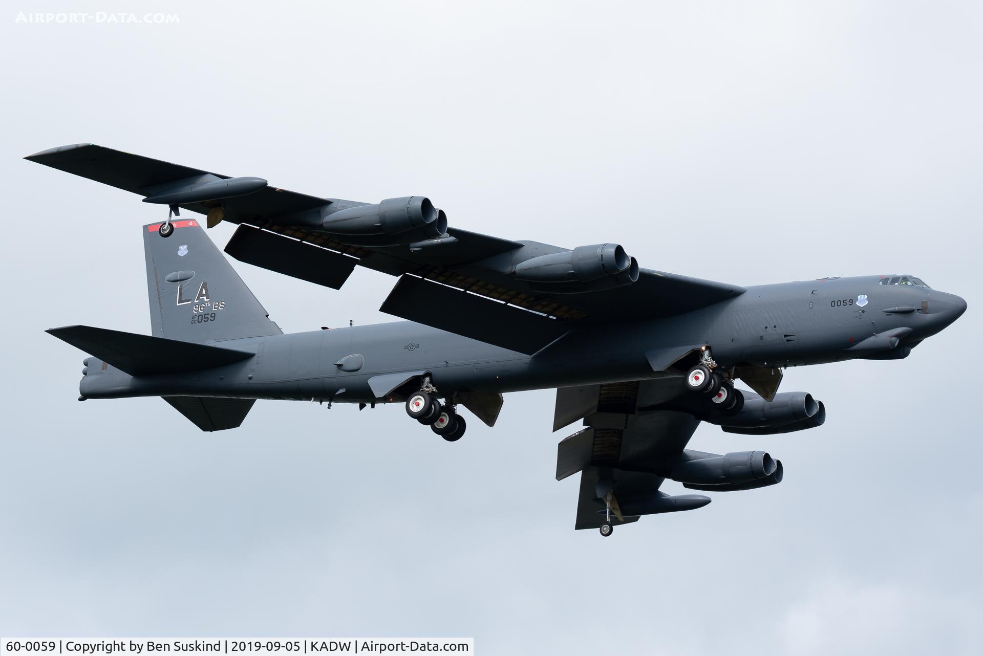 60-0059, 1960 Boeing B-52H Stratofortress C/N 464424, DOOM landing at Andrews AFB.