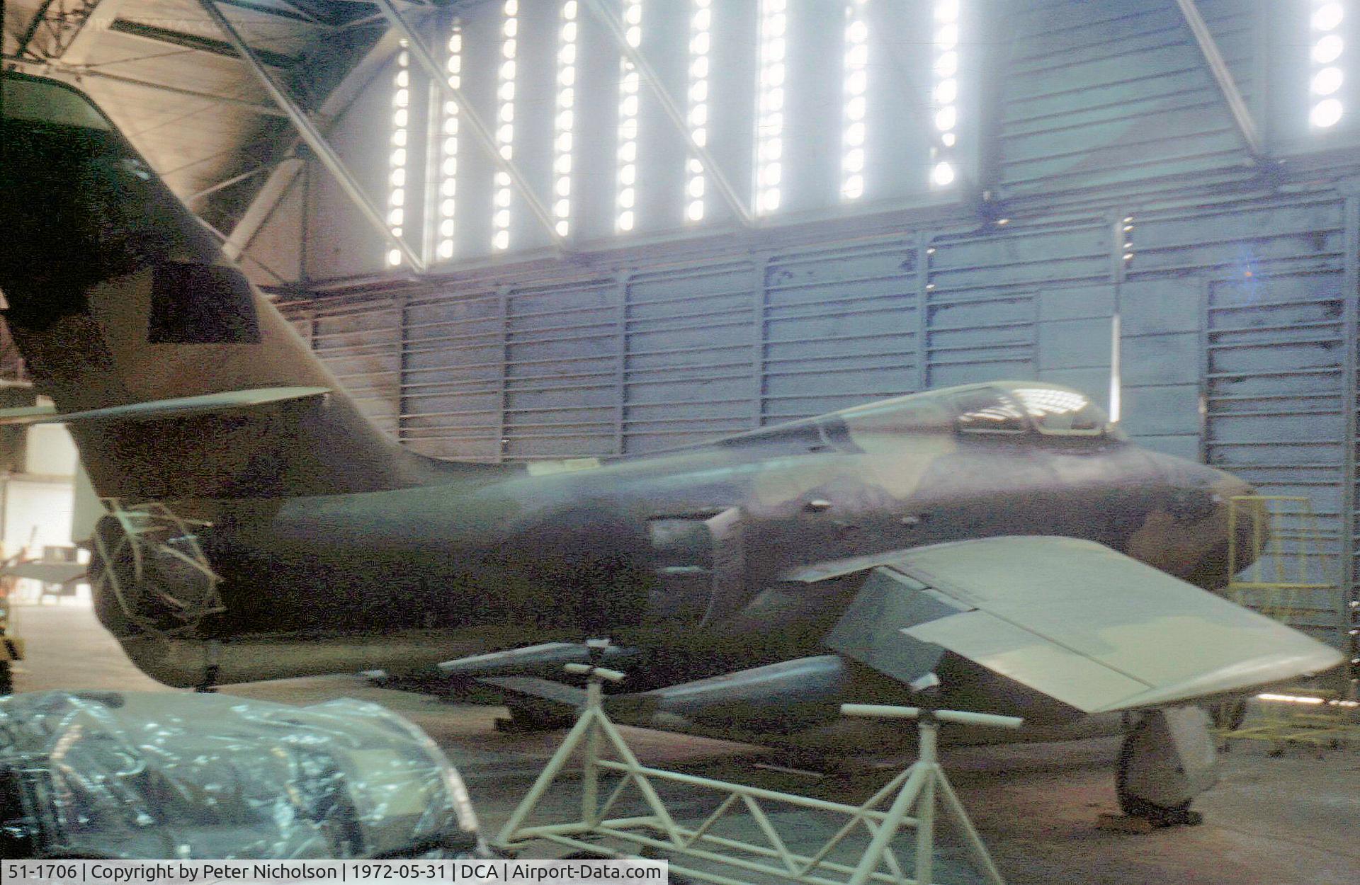 51-1706, 1951 Republic F-84F Thunderstreak C/N Not found 51-1706, F-94F Thunderstreak in use as instructional airframe at Washington National Airport in the Summer of 1972.