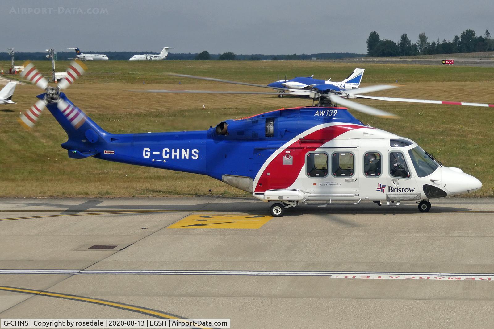 G-CHNS, 2012 AgustaWestland AW-139 C/N 31465, Taxi post passenger drop off on the Western Apron