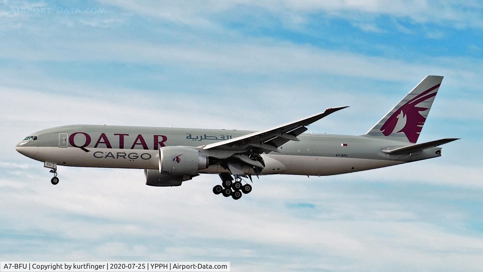 A7-BFU, 2019 Boeing 777F C/N 66339, Boeing 777F cn 66339 ln1632. Qatar Airways Cargo A7-BFU YPPH 20-07-25.