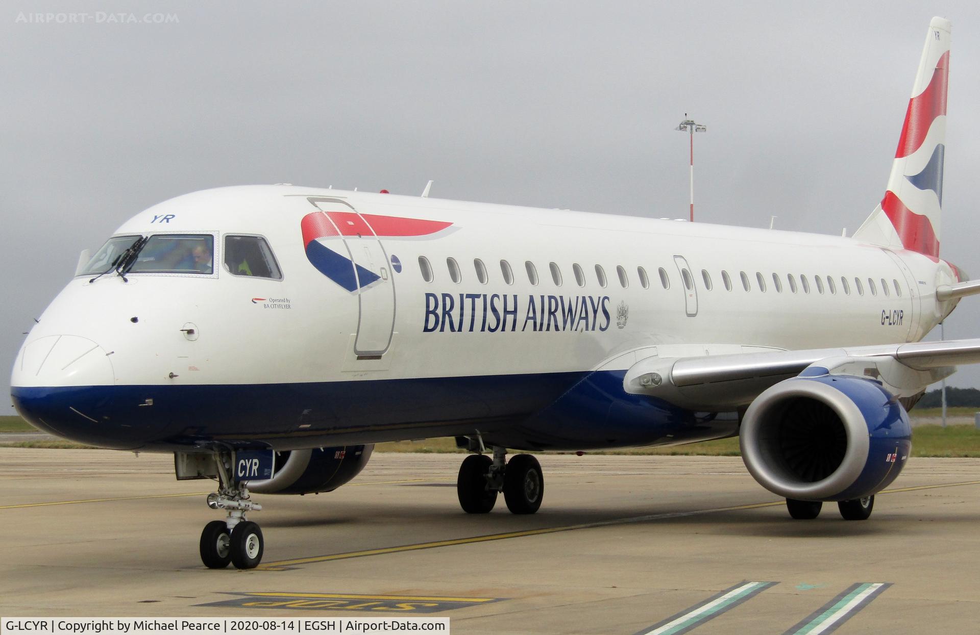 G-LCYR, 2012 Embraer 190SR (ERJ-190-100SR) C/N 19000563, Parked on Stand 5 shortly after arrival from London (LCY).