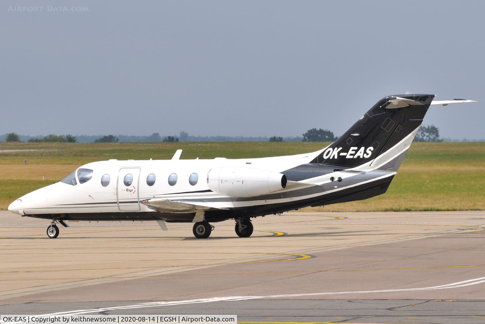 OK-EAS, 1998 Beech 400XT Nextant Beechjet C/N RK-180, Arriving at Norwich from Biggin Hill.
